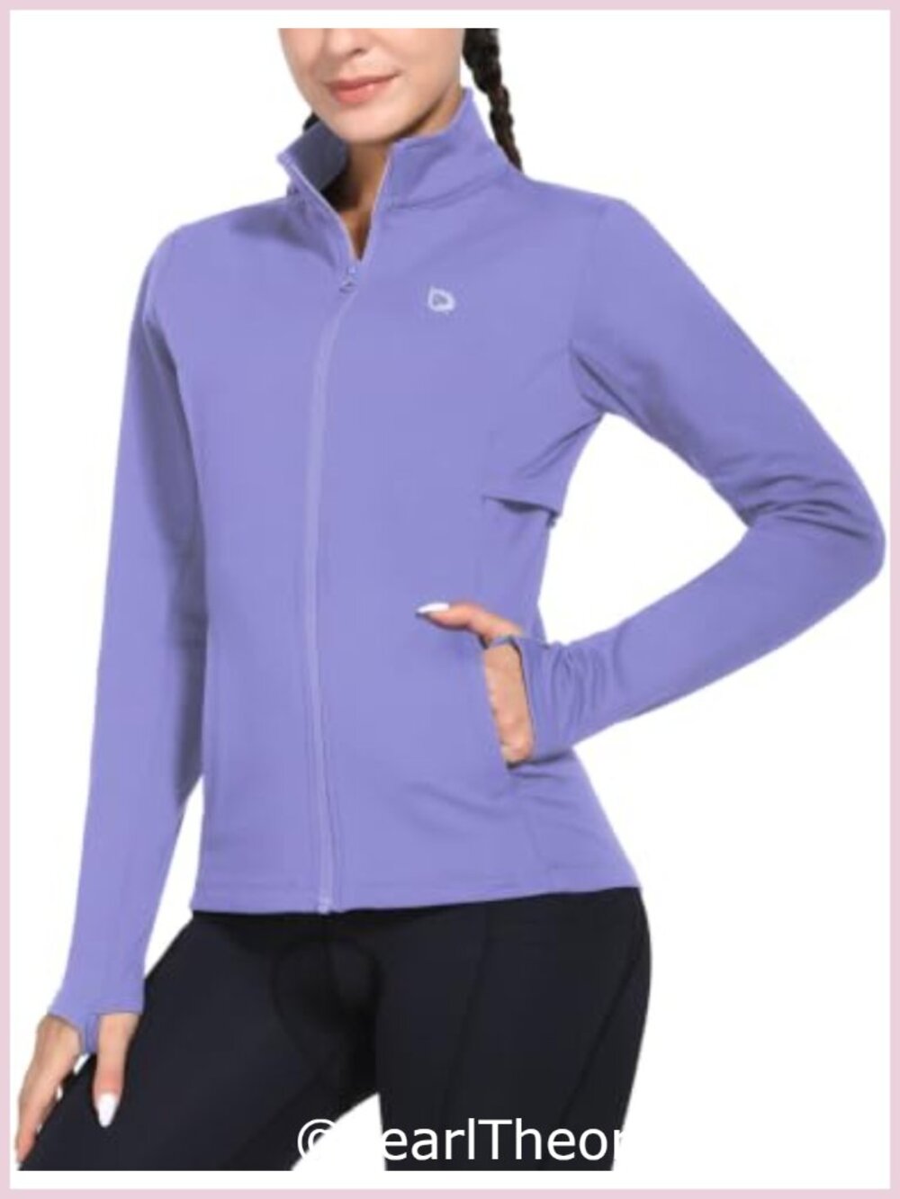 Fleece Running Jacket Water Resistant Winter Cycling Full Zip Slim Fit